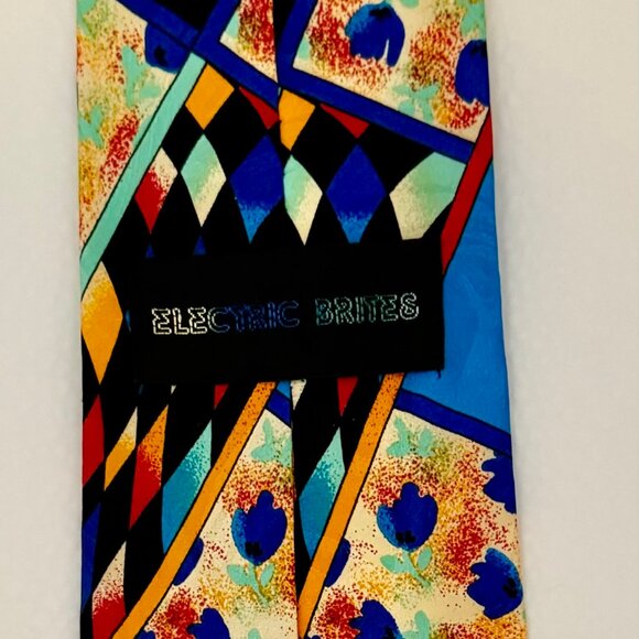 NECKTIE ELECTRIC BRITES COLORFUL BOLD COLORS GEOMETRIC PATTERN, MINT! - Picture 4 of 6